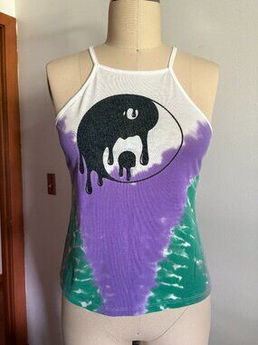 Hot Topic Melting Yin-Yang Tie-Dye High-Neck Cami Tank Top